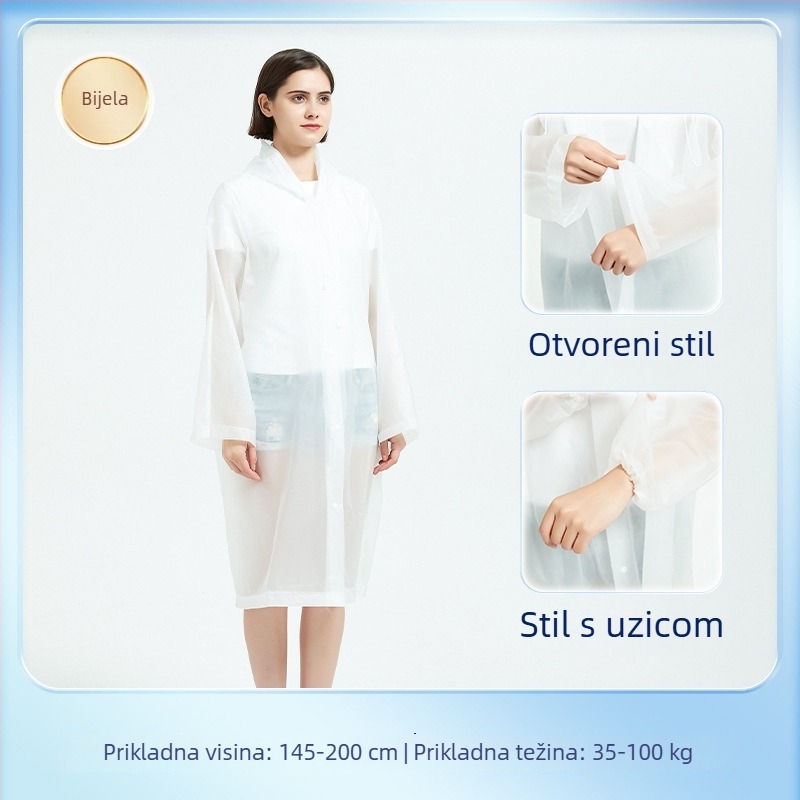 EVA pončo za odrasle, cijelo tijelo, s vezicom, dugačko, prijenosno, višekratna upotreba, vodootporan