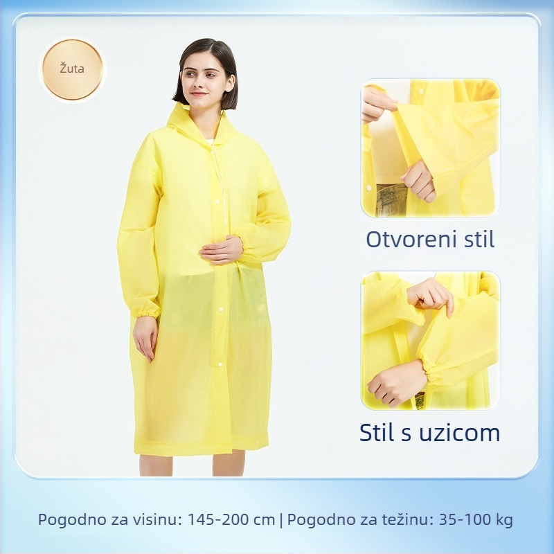 EVA pončo za odrasle, cijelo tijelo, s vezicom, dugačko, prijenosno, višekratna upotreba, vodootporan