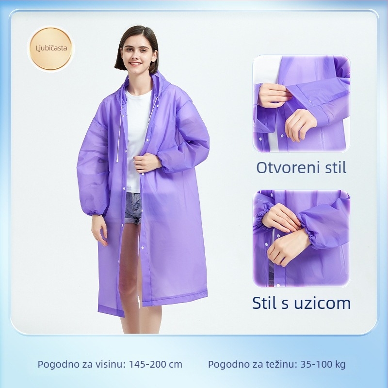 EVA pončo za odrasle, cijelo tijelo, s vezicom, dugačko, prijenosno, višekratna upotreba, vodootporan
