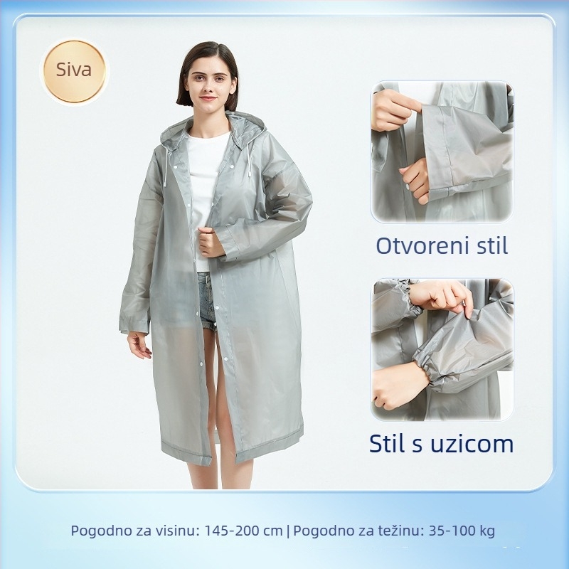 EVA pončo za odrasle, cijelo tijelo, s vezicom, dugačko, prijenosno, višekratna upotreba, vodootporan
