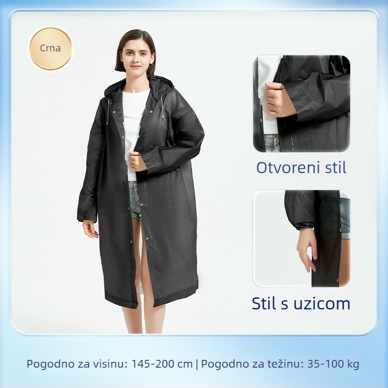 EVA pončo za odrasle, cijelo tijelo, s vezicom, dugačko, prijenosno, višekratna upotreba, vodootporan