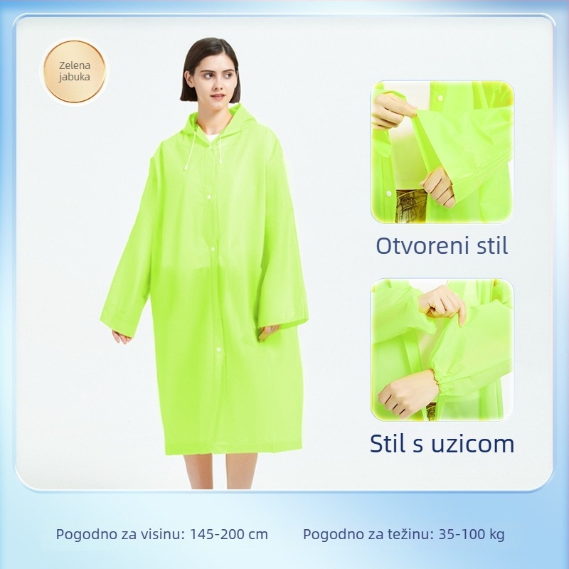 EVA pončo za odrasle, cijelo tijelo, s vezicom, dugačko, prijenosno, višekratna upotreba, vodootporan