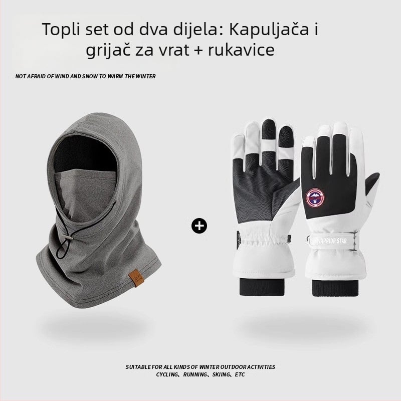 Zimska kapuljača za biciklizam s integriranim ovratnikom i maskom za lice, otporna na vjetar i topla