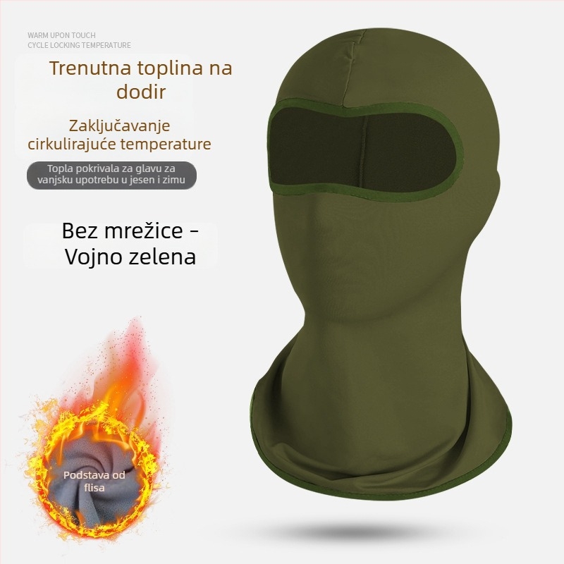 Kapuljača s polarno izolacijom, debela i topla za zimsku vožnju motociklom, s integriranom maskom za lice i skijaškim šalom