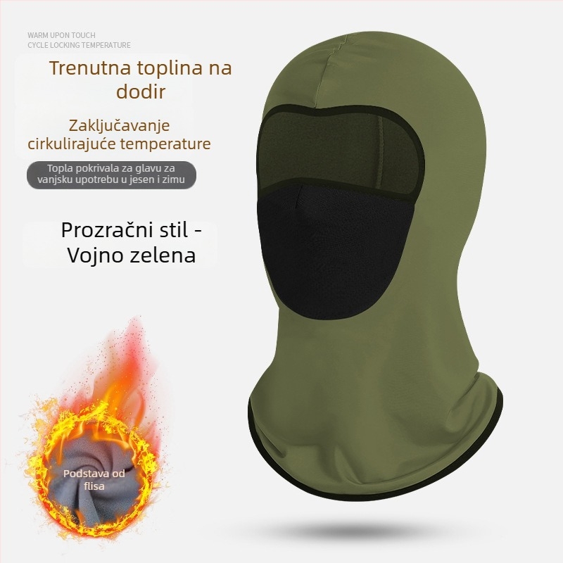 Kapuljača s polarno izolacijom, debela i topla za zimsku vožnju motociklom, s integriranom maskom za lice i skijaškim šalom