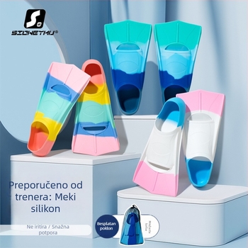 Unisex silikonirane kratke peraje za plivanje za djecu i odrasle, lagana oprema za ronjenje