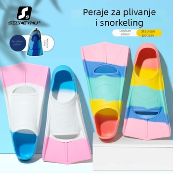 Unisex silikonirane kratke peraje za plivanje za djecu i odrasle, lagana oprema za ronjenje
