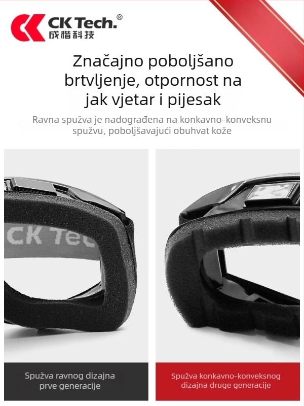 Naočale za biciklizam za vanjske sportove, zapečaćene protiv vjetra, otporne na prskanje i udarce, za nošenje na glavi, zamjenjive leće, kompatibilne s dioptrijama