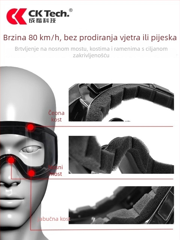 Naočale za biciklizam za vanjske sportove, zapečaćene protiv vjetra, otporne na prskanje i udarce, za nošenje na glavi, zamjenjive leće, kompatibilne s dioptrijama