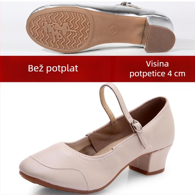 Ženske srebrne plesne cipele za latino i kvadratni ples, mekana potplata, lagane za izvedbe