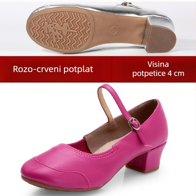 Ženske srebrne plesne cipele za latino i kvadratni ples, mekana potplata, lagane za izvedbe