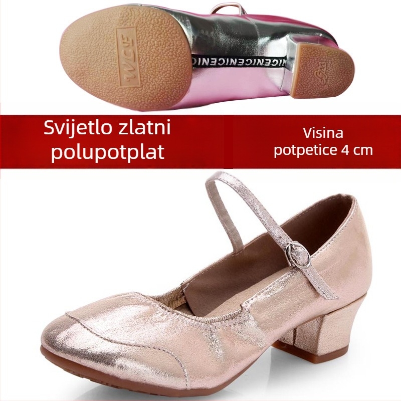 Ženske srebrne plesne cipele za latino i kvadratni ples, mekana potplata, lagane za izvedbe