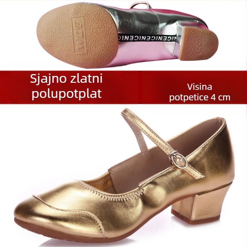 Ženske srebrne plesne cipele za latino i kvadratni ples, mekana potplata, lagane za izvedbe