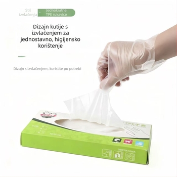 Jednokratne rukavice od TPE-a, prehrambene kvalitete, prozirne, za kuhinju, catering i pečenje, protuklizne, veličina L, debljina 0,05–0,1 mm