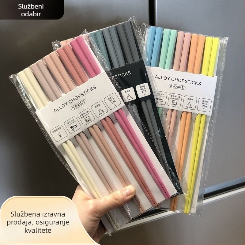 Štapići u japanskom stilu, šareni za kućnu upotrebu, po jednu osobi, ružičasti inspirirani macaronom, otporni na visoke temperature, legura otporna na plijesan