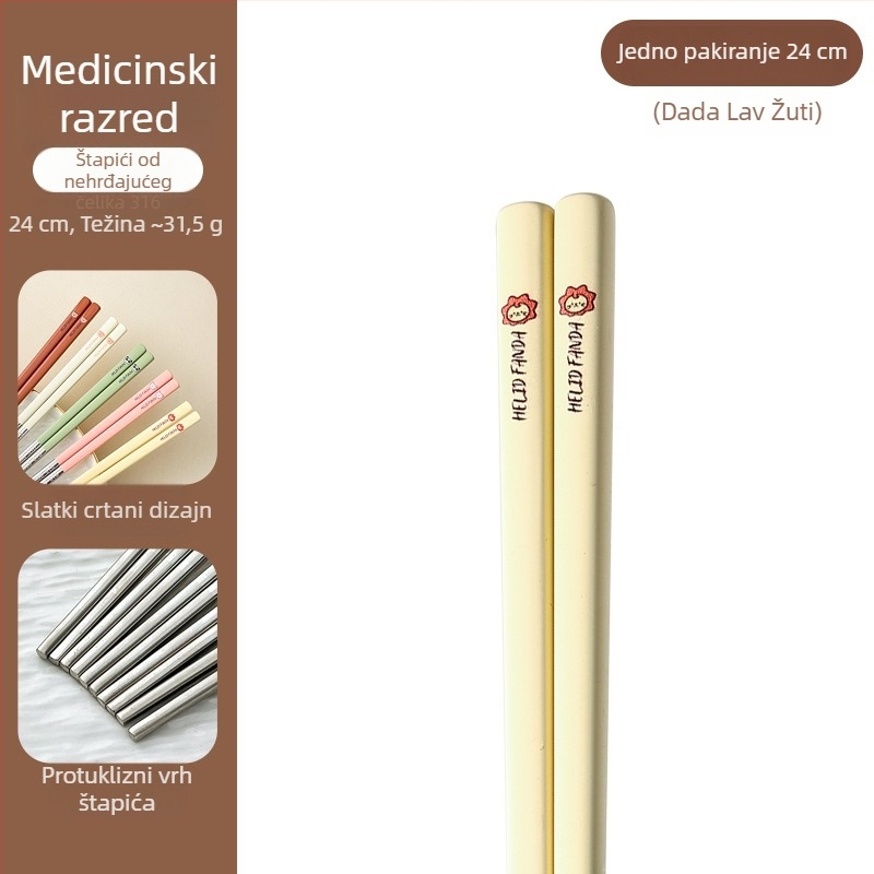 Porod Medvjeda: Štapići za jelo od 316 nehrđajućeg čelika – otporni na visoke temperature, otporni na plijesan, protuklizni, za jednu osobu, kućni posuđe s kreativnim dizajnom