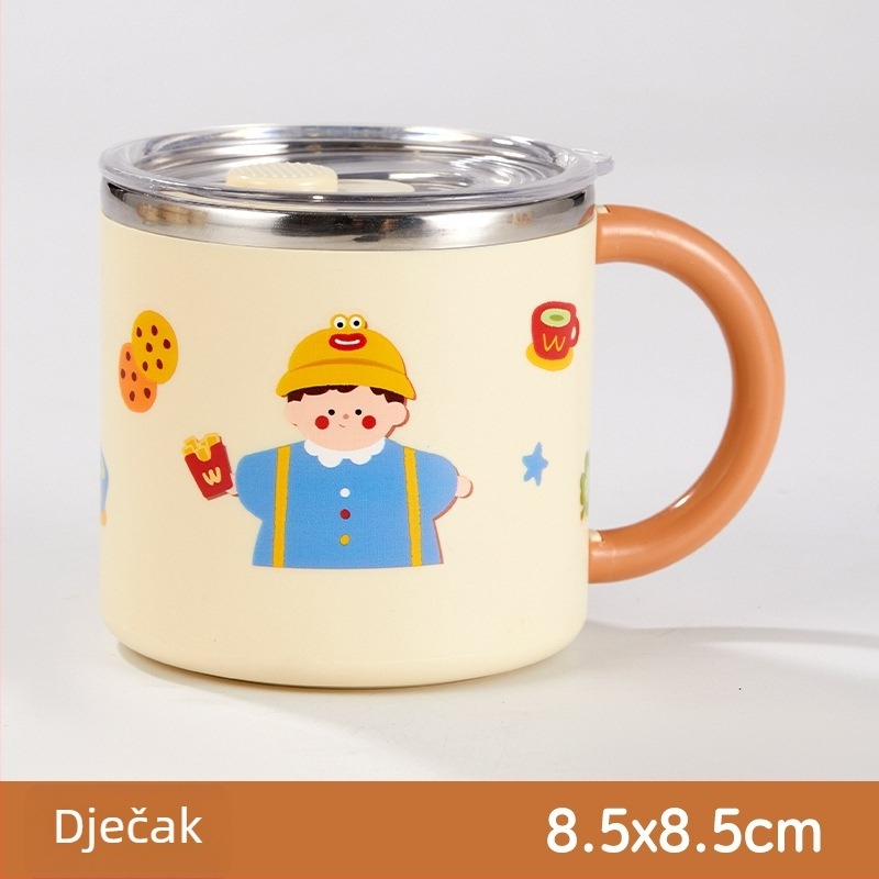 304 nehrđajući čelik, dvostruko zidana šalica s poklopcem, slatka šalica za mlijeko, prijenosna