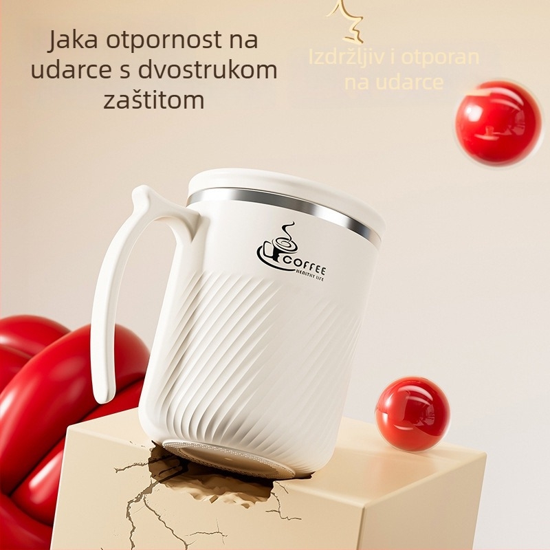 Prijenosna šalica od nehrđajućeg čelika 304 s filtrom za čaj, poklopcem i žličicom – za čaj i kafu