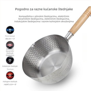 TY-XPG 304 nehrđajući čelik Snow Pan s drvenom ručkom, bez premaza, lonac za mlijeko i juhu, u poklon kutiji