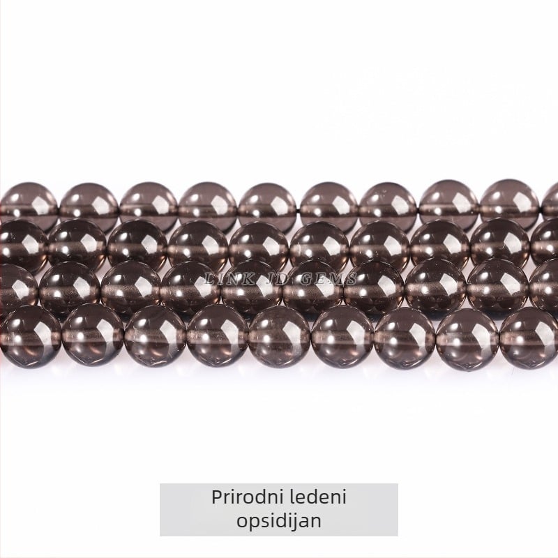 Prirodne crne obsidijanske okrugle perle za izradu DIY nakita, slobodne perle