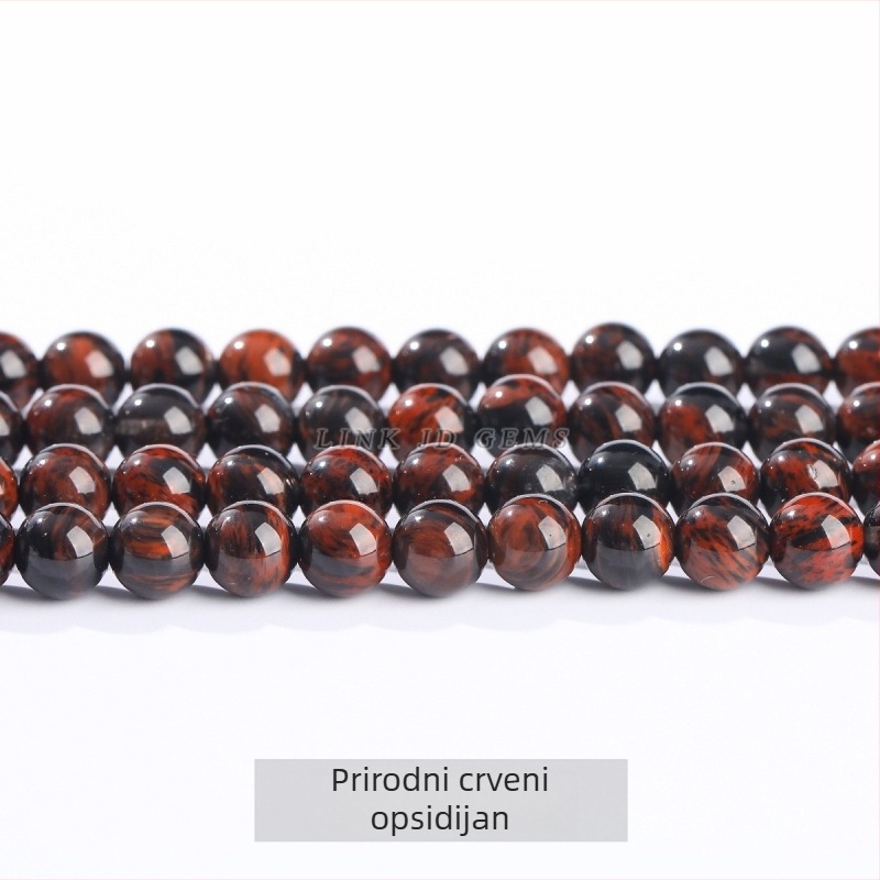 Prirodne crne obsidijanske okrugle perle za izradu DIY nakita, slobodne perle