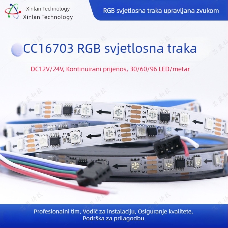 CC16703 Vanjska vodootporna RGB LED traka, višebojna, 12V niskonaponsko napajanje, programabilno ambijentalno osvjetljenje