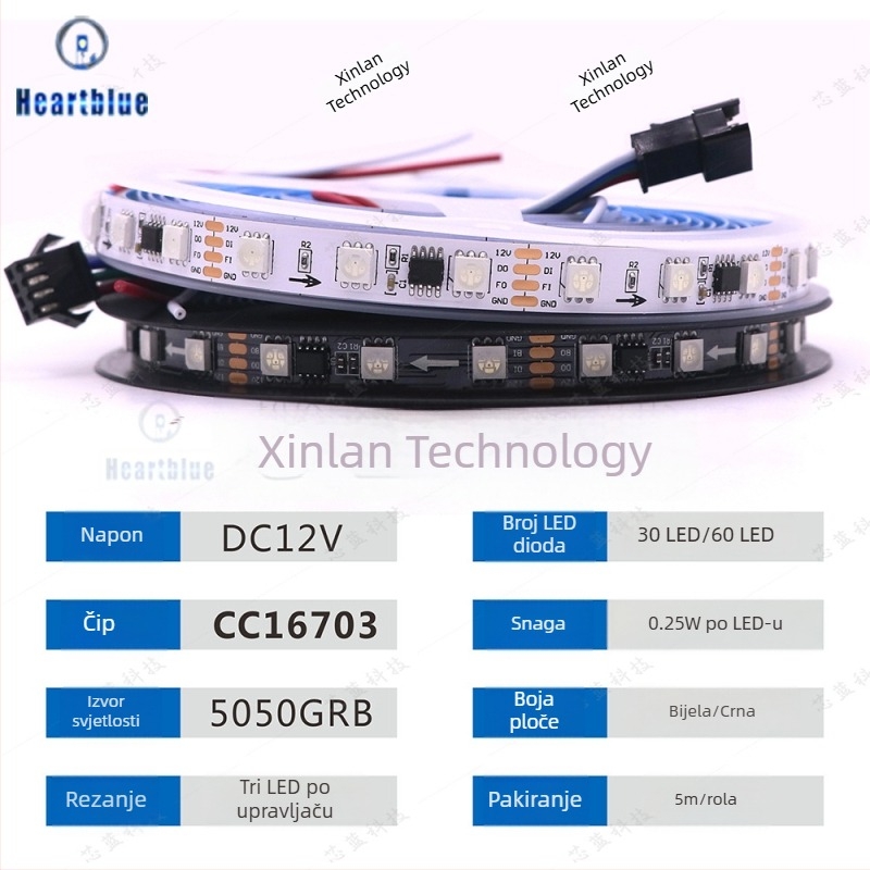 CC16703 Vanjska vodootporna RGB LED traka, višebojna, 12V niskonaponsko napajanje, programabilno ambijentalno osvjetljenje