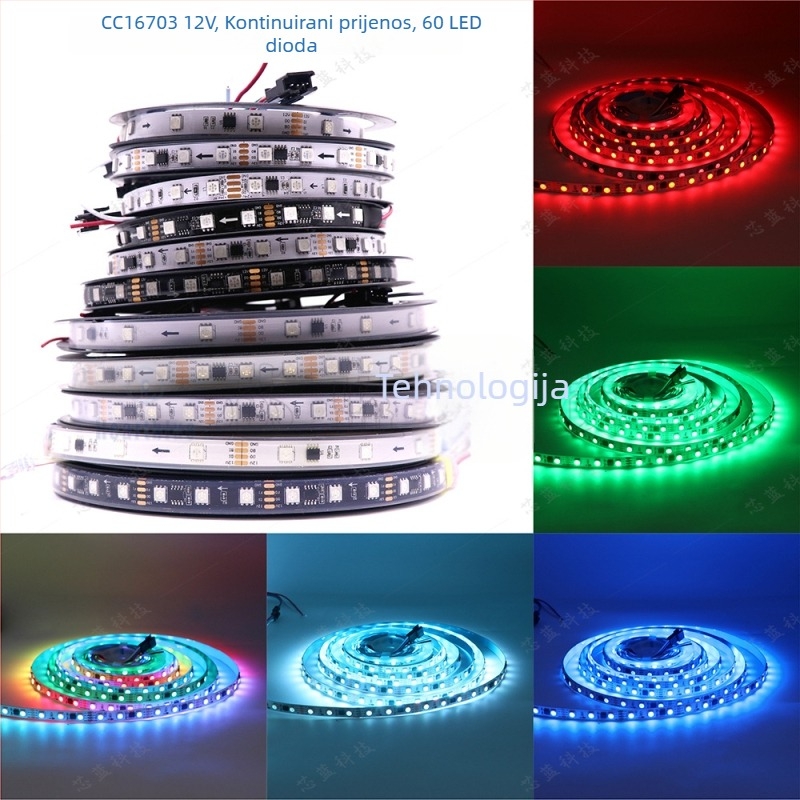 CC16703 Vanjska vodootporna RGB LED traka, višebojna, 12V niskonaponsko napajanje, programabilno ambijentalno osvjetljenje