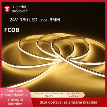 LED traka FCob, samoljepljiva, čvrst silikon, vanjska vodootpornost, 24V niskog napona, fleksibilni linearni rasvjetni trak