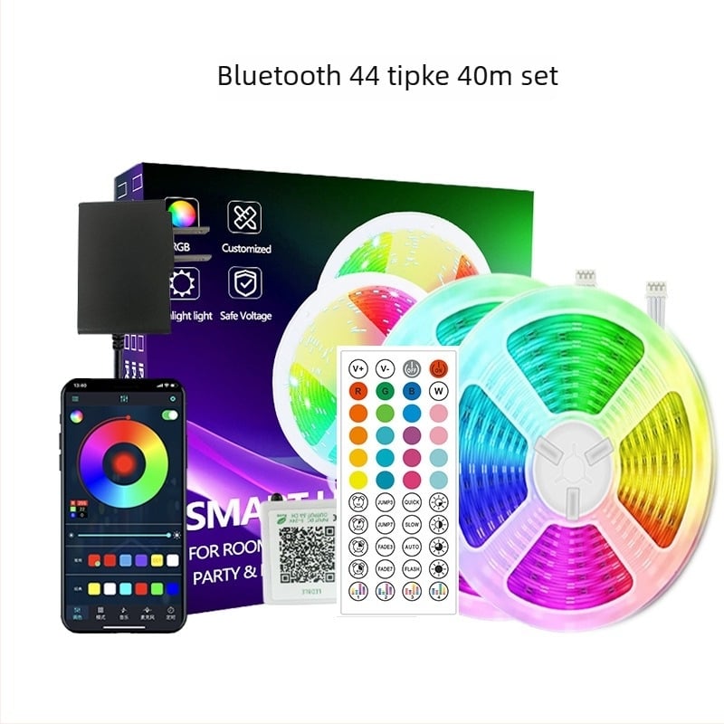 Wi‑Fi i Bluetooth RGB LED trakasti set za spavaću sobu, ambijentalno osvjetljenje, iznimno tanak, 24V, 5W/m, Bluetooth upravljanje