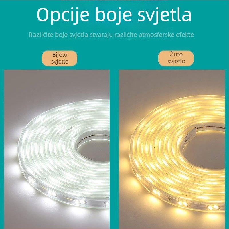 LED trakica 5730, vanjska vodootporna, 220V visokog napona, promjena boja uz regulaciju svjetline, silikon dekorativna svjetleća traka za kućnu i inženjersku primjenu