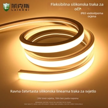 Fleksibilna LED traka od silikona, 12V/24V, vodootporna, samoljepljiva, ugrađeni linearni kanal