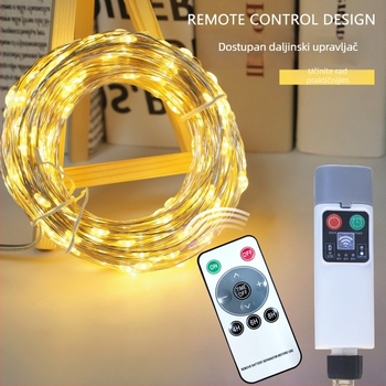 LED niz s bakrenim vodom za unutarnju i vanjsku dekoraciju, USB daljinsko upravljanje, solarno napajanje