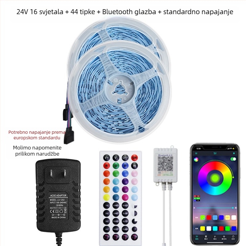RGB LED trak 5050, niskonaponski, samoljepljivi, kontrola putem Bluetooth aplikacije za ambijentalno osvjetljenje