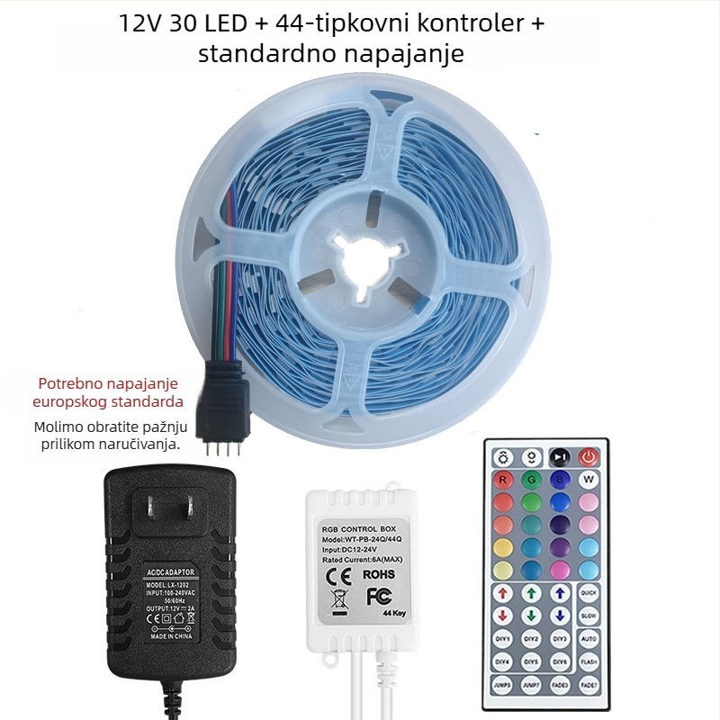 RGB LED trak 5050, niskonaponski, samoljepljivi, kontrola putem Bluetooth aplikacije za ambijentalno osvjetljenje