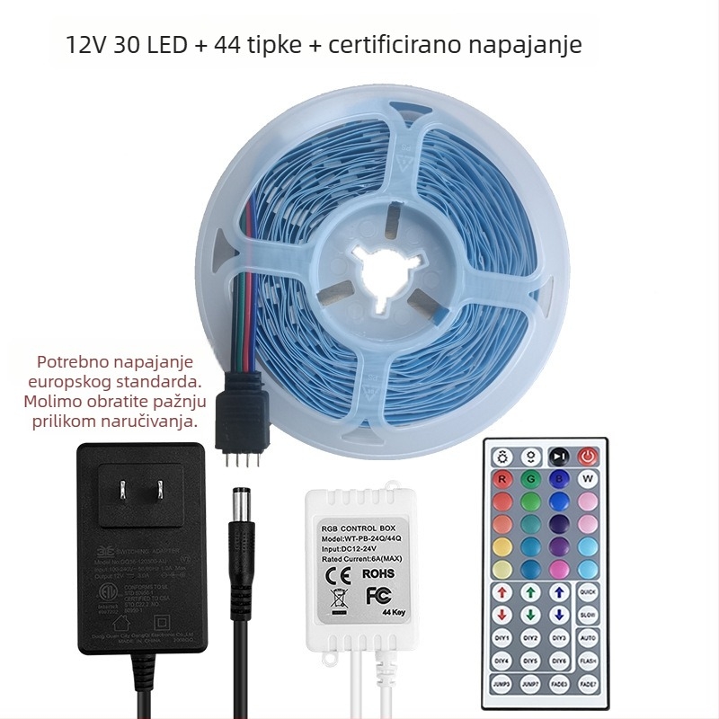RGB LED trak 5050, niskonaponski, samoljepljivi, kontrola putem Bluetooth aplikacije za ambijentalno osvjetljenje