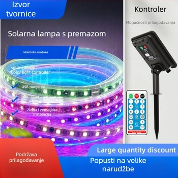 Solarne LED trake s gumiranim premazom za vanjsku dekoraciju dvorišta, paviljona, vrta i balkona