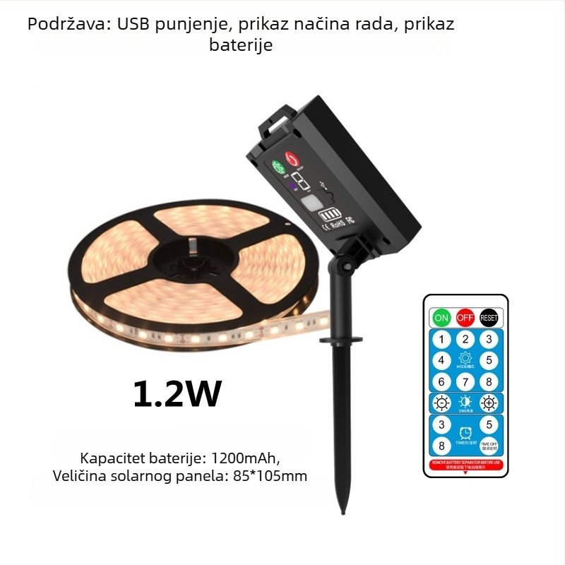 Solarne LED trake s gumiranim premazom za vanjsku dekoraciju dvorišta, paviljona, vrta i balkona