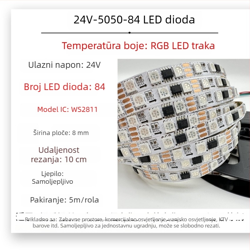 Vanjska vodootporna RGB LED traka s efektom tekućih boja, niskog napona 5V/12V/24V, za barove i KTV prostore