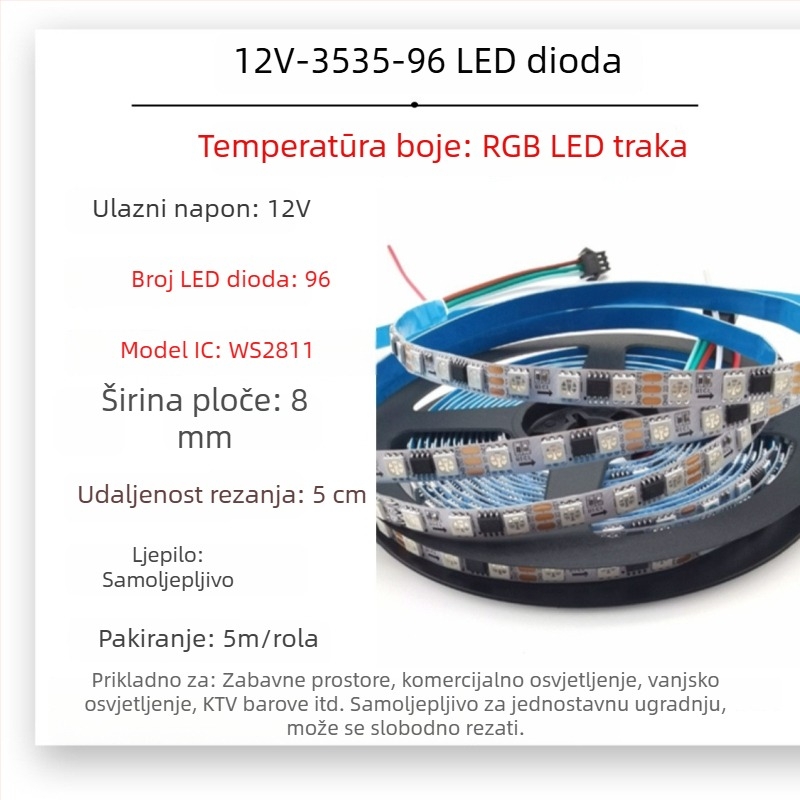 Vanjska vodootporna RGB LED traka s efektom tekućih boja, niskog napona 5V/12V/24V, za barove i KTV prostore