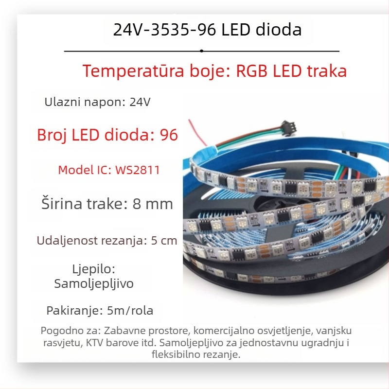 Vanjska vodootporna RGB LED traka s efektom tekućih boja, niskog napona 5V/12V/24V, za barove i KTV prostore