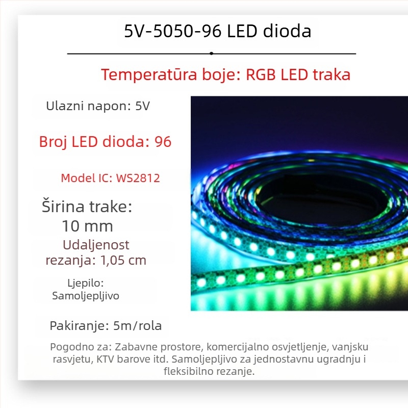 Vanjska vodootporna RGB LED traka s efektom tekućih boja, niskog napona 5V/12V/24V, za barove i KTV prostore