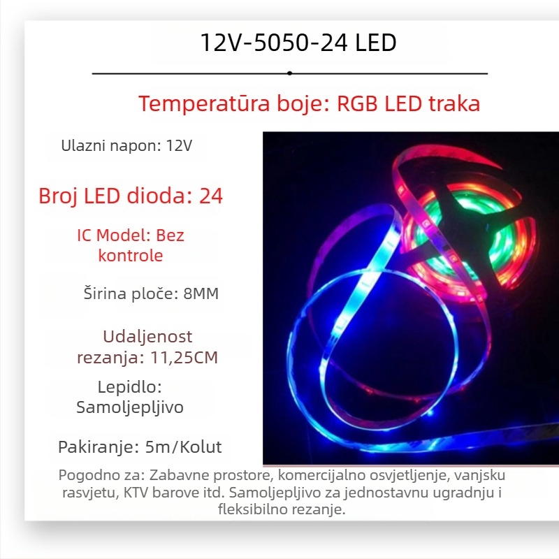 Vanjska vodootporna RGB LED traka s efektom tekućih boja, niskog napona 5V/12V/24V, za barove i KTV prostore