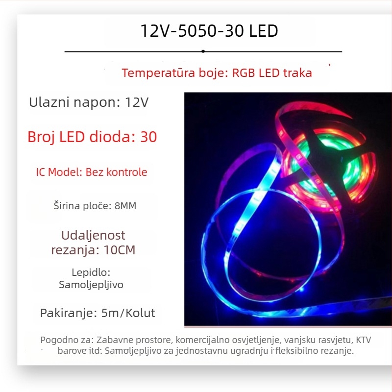 Vanjska vodootporna RGB LED traka s efektom tekućih boja, niskog napona 5V/12V/24V, za barove i KTV prostore