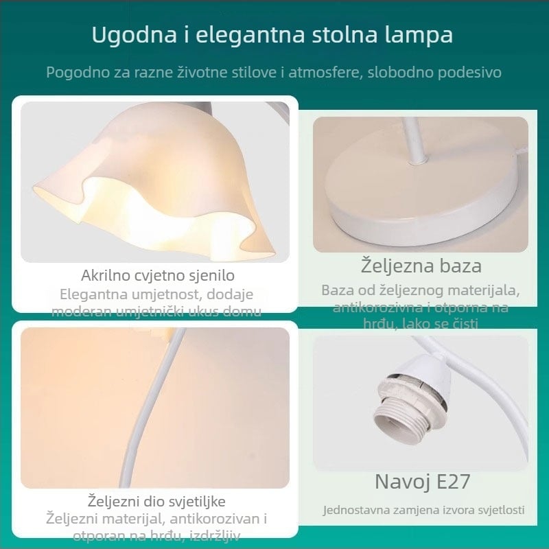Nordijska svjetiljka za spavaću sobu – noćna svjetiljka za noćni ormarić, minimalistički modern dizajn, luksuzan izgled