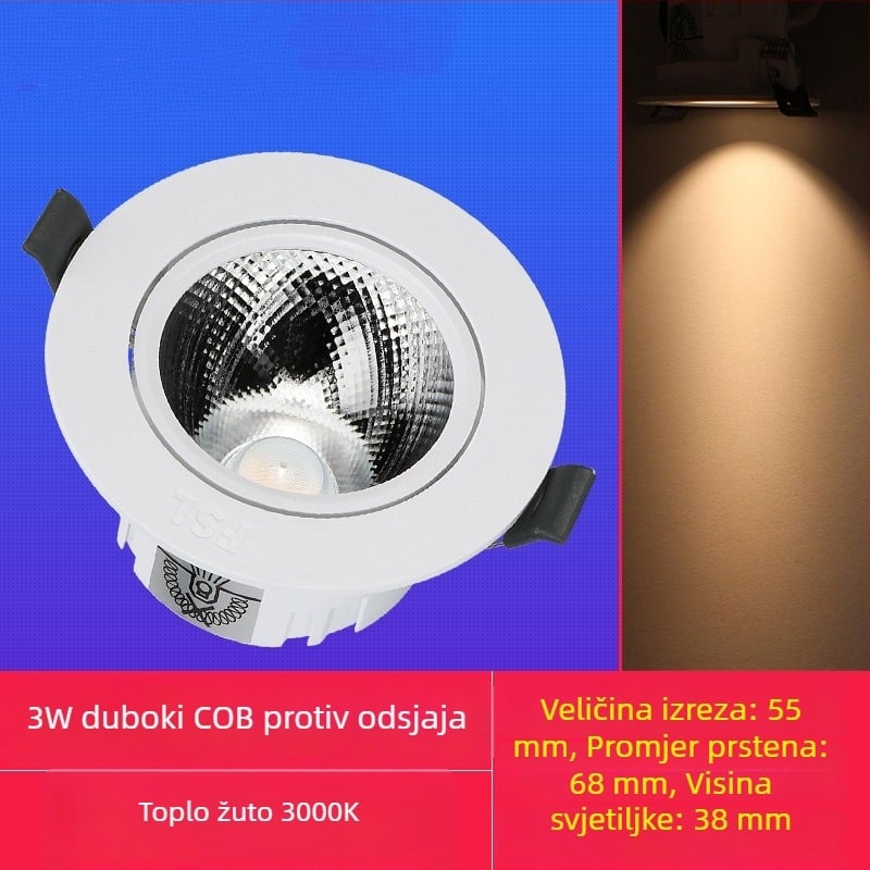 Foshan Lighting LED anti-glare ugrađena stropna spot rasvjeta COB za dnevni boravak