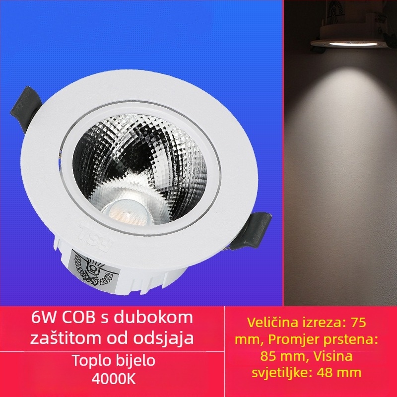 Foshan Lighting LED anti-glare ugrađena stropna spot rasvjeta COB za dnevni boravak