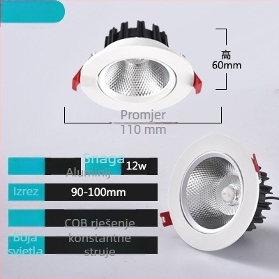 LED ugrađeni stropni spot s podesivim kutem snopa svjetla za hodnike i izložbene dvorane, anti-glare downlight