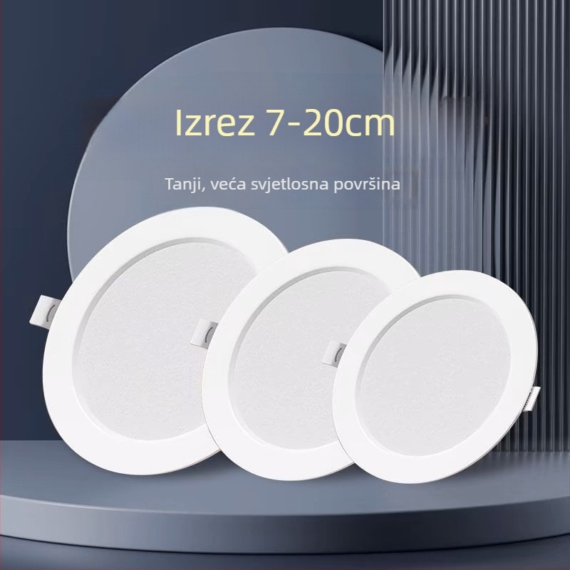 Ultra-tanki LED downlight s ugradnjom, skrivena montaža, 12W, 6 inča, 6000K hladno bijela, kućište od nehrđajućeg čelika, moderni minimalistički stil