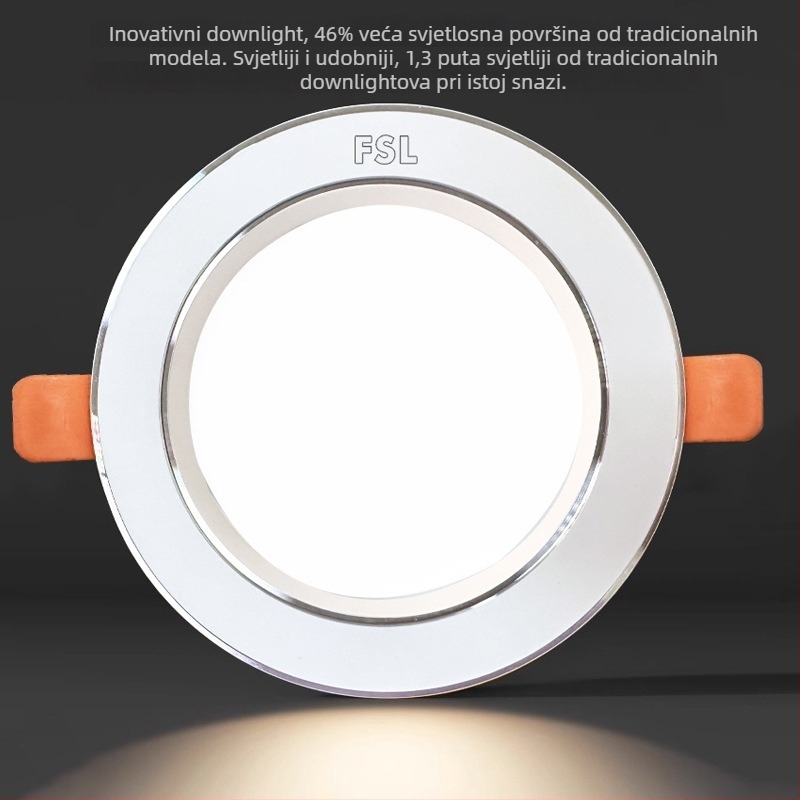 FSL LED ugrađeni downlight u strop, 2,5 inča, ultra-tanki aluminijski kućište, usmjereno svjetlo za dnevni boravak i hodnik